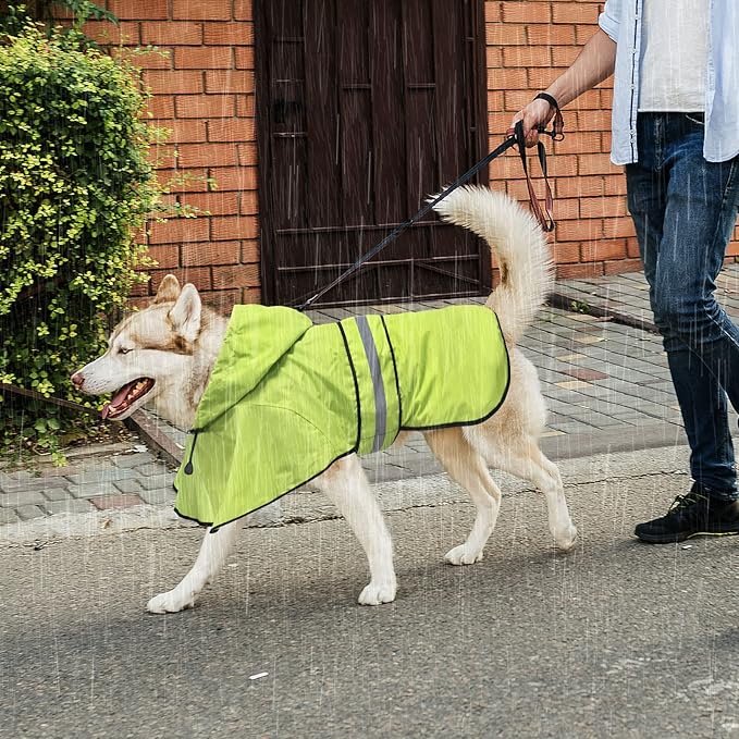 Dog Raincoats - Waterproof Dog Coat Hooded Reflective Puppy Rain Jacket with Leash Hole, Lightweight Pet Apparel Poncho Slicker for Dog Walking (Small, Green)
