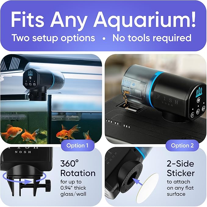 FISHNOSH Automatic Fish Feeder for Aquarium - New Generation 2025, Auto Food Dispenser with Timer for Small Tank, Big Aquariums & Pond, Model-ML
