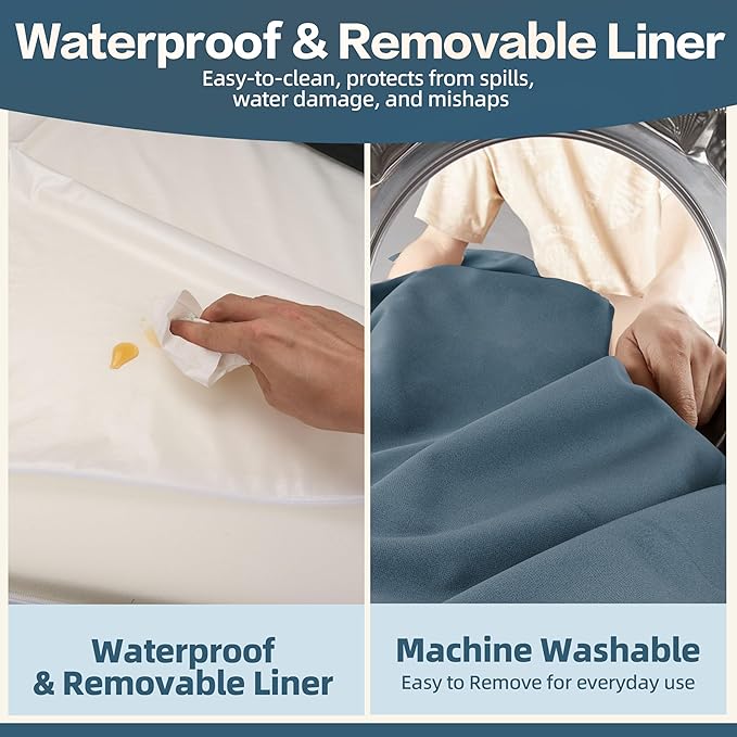 Sytopia XXL Memory Foam Dog Bed, 7 Inch Thick Extra Large Orthopedic Couch for Senior Dogs Over 100 Pounds, Water Resistant and Washable Cover, Liner, Blue Grey