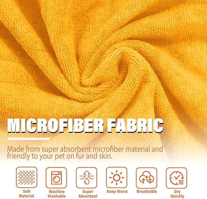 Dog Robe - Fast Drying Towel - Microfiber Super Absorbent Pet Bathrobe, Adjustable Collar & Belly Strap (Yellow, X-Large)