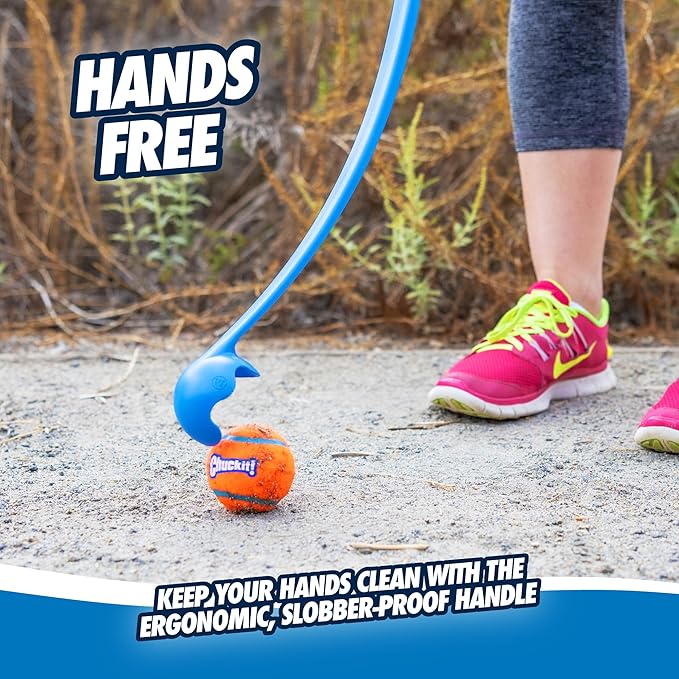 Chuckit! Dog Ball Launcher 12M Sport with 12" Handle Length for Medium (2.5" Dog Balls), Plastic Pet Fetch Ball Thrower, For Dogs 20-60 Pounds, Made in USA, Blue