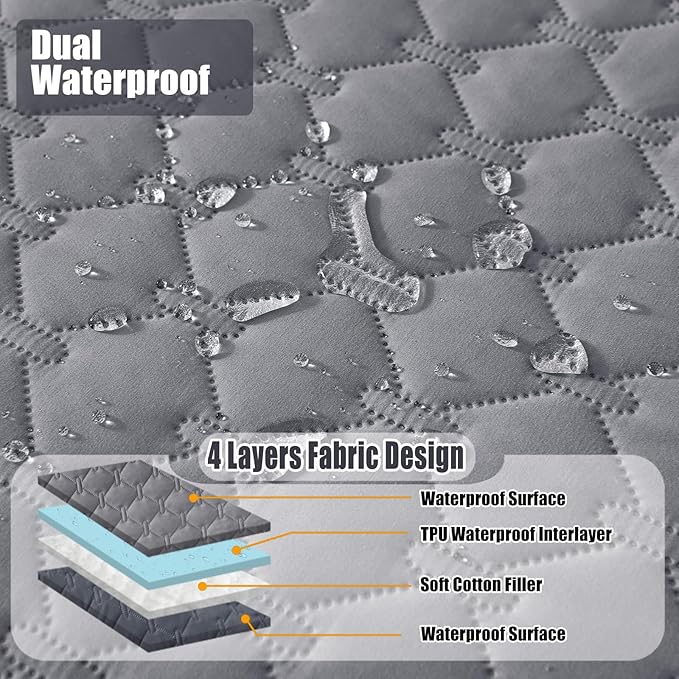 Smiry Waterproof Dog Bed Cover Blanket, Soft Reversible Pet Blanket, Washable Leakproof Cats Dogs Couch Cover for Sofa, Couch, Furniture, Plaid (40x50 Inch, Grey/Dark Grey)