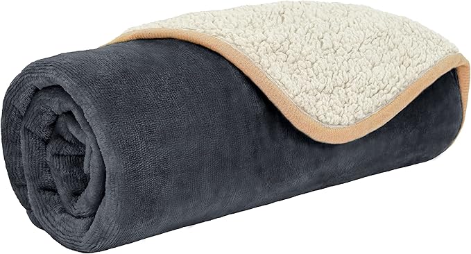 PetAmi Waterproof Dog Blanket for Small Medium Dogs, Pee Proof Pet Blanket for Couch Bed, Reversible, Soft Fleece, Washable, 24x32 Gray/Beige