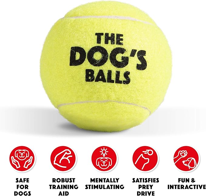 The Big Dog's Balls, Dog Tennis Balls, Yellow 3-Pack, Strong Toy for Agility Training, Puppy Training, Play, Exercise & Fetch 3 Inches Diameter