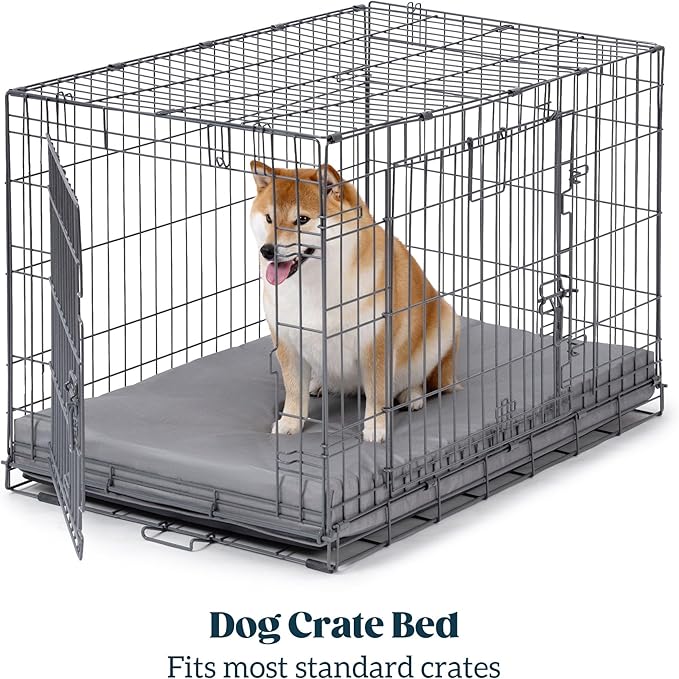 Cybarmour Chew Proof Dog Bed - Orthopedic Indestructible Dog Crate Pad - Outdoor Waterproof Kennel Mat for Aggressive Chewers - Large Breeds & Fits 36-Inch Crate - 35"x22", Limestone