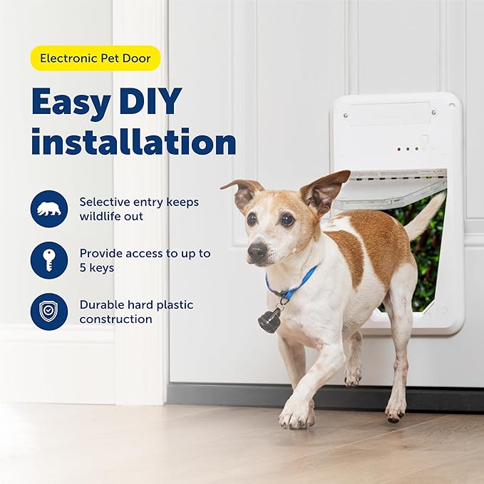 PetSafe Electronic Pet Door - Rust-Proof Programmable Smart Collar-Activated Dog or Cat Entry - Easy Installation & Space-Saving Design - Small - Fits Pets Up to 15 lb