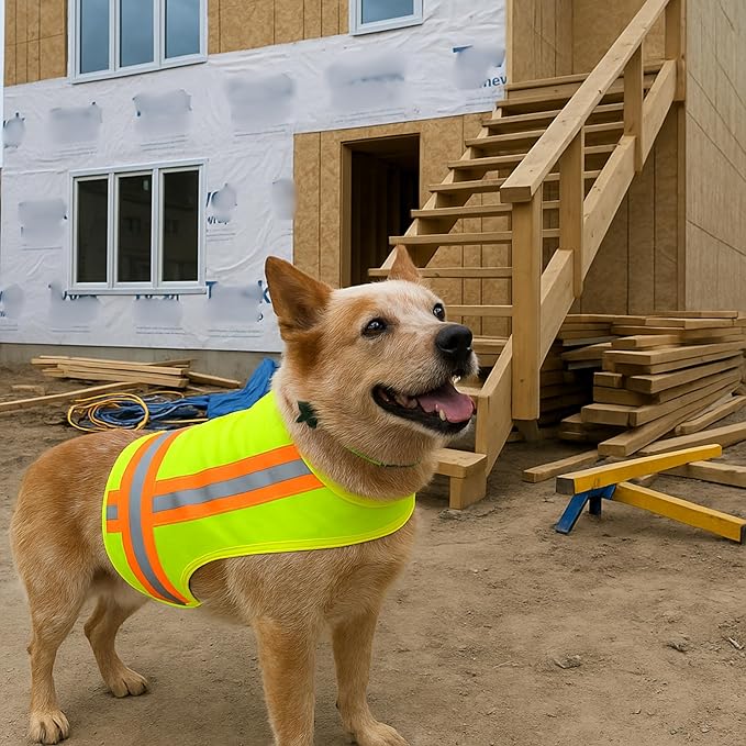 Reflective Dog Vest. High Visibility Yellow Safety Vest for Outdoors. Safeguard Your Dog with Easy to wear Adjustable and Breathable Reflective Gear (Medium)