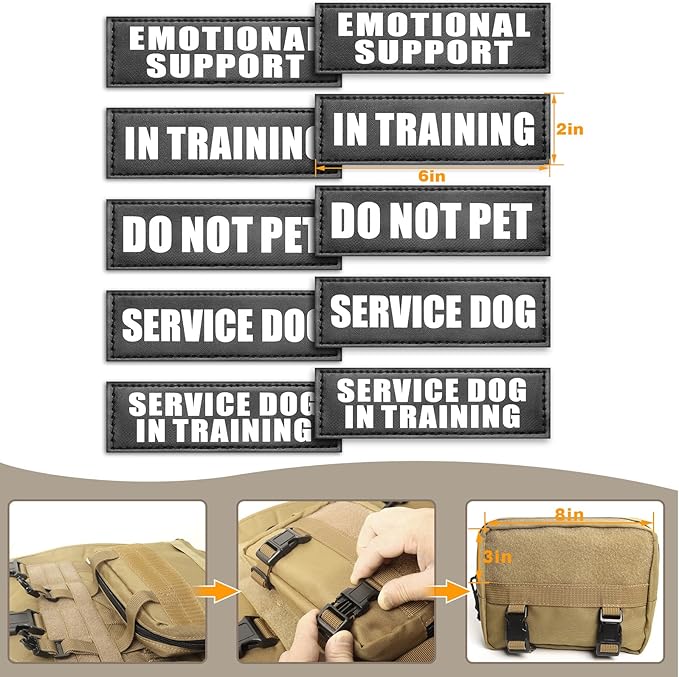 WINSEE Tactical Dog Harness with Dog Leash, Service Working MOLLE Vest with 10 Pet Patches for Large Dog, No Pull Military Harness and Backpack for Training Hunting Walking