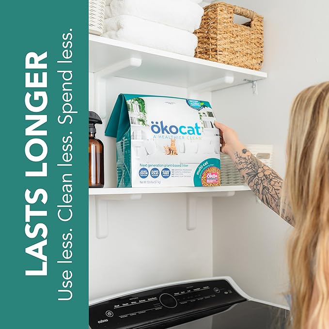 ökocat Multi-Cat Wood Clumping Cat Litter, Unscented, 18.8 pounds - Natural Ingredients, Obliterates Odors with Natural Odor Neutralizer, Clumps Solid, 99% Dust Free, Great for Multiple Cats