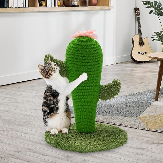 AUSCAT Cat Scratching Post, Cute Cactus Scratching Post, Nature Sisal Cat Scratcher for Indoor Cats and Kittens