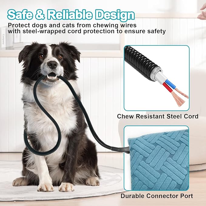 Dog Heating Pad 34x21inches, Pet Heating Pad for Dogs with Timer Temperature Control, Waterproof Whelping Mats Heated Dog Bed with Chew Resistant Cord, Soft Cloth Cover