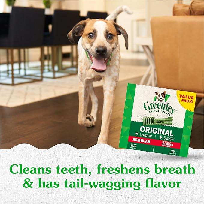 Greenies Original Regular Dental Dog Treats, 36 oz. Pack (36 Treats)