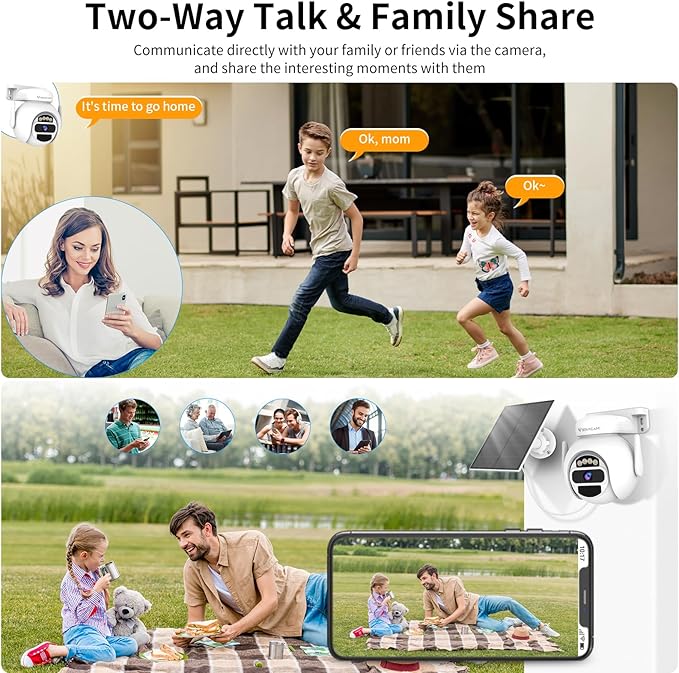 VSTARCAM Solar Security Camera Wireless Outdoor, 3MP Battery Powered WiFi Cameras Outside with Color Night Vision, Pan/Tilt, PIR Human Detection, 2-Way Audio, IP66, Local/Cloud Storage
