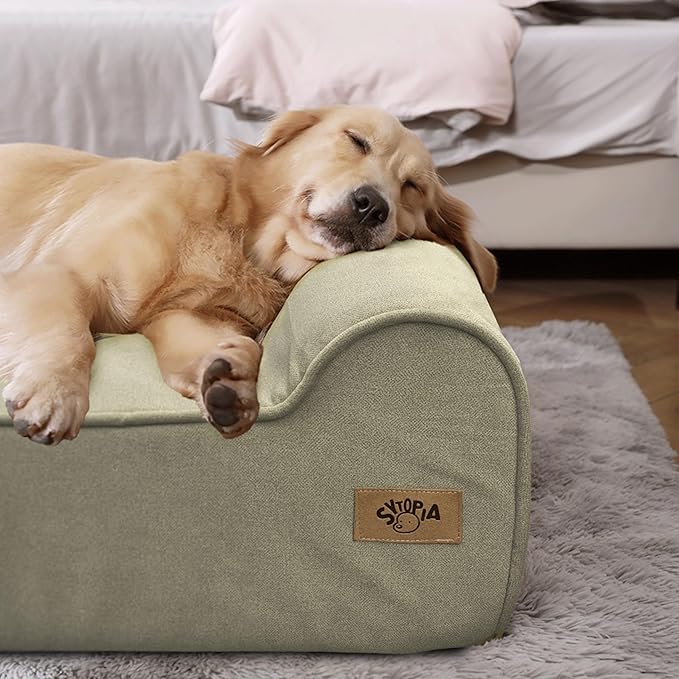Sytopia 35D XXL Memory Foam Dog Bed, 7 Inch Thick Extra Large Orthopedic Couch for Senior Dogs Over 100 Pounds, Water Resistant and Washable Cover, Liner, Beige