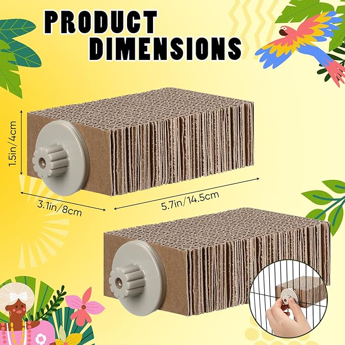 Skyygemm 3 Pcs Bird Chew Toys Parrot Perch Cardboard Platform for Cage Bird Paw Grinding Stand Parrot Cage Playground Exercise Toys for Macaws Small Parakeets Budgies Conure Cockatiel (Small)