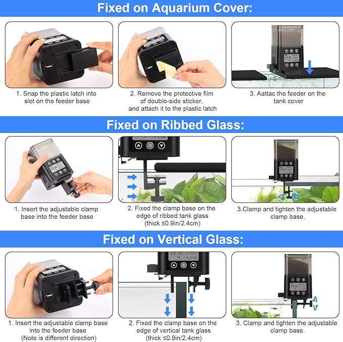 Smart Automatic Fish Feeder for Aquarium - [2025 Upgraded] 320ml Large Capacity & USB Rechargeable Fish Feeder Automatic Dispenser with LCD Display, Programmable Timer for Frequency & Portion Control