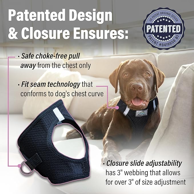Doggie Design Dog Harness - No Choke Dog Harness, Dog Vest, Mesh Polyester, Pet Harness, Simple Step in and Go Design, Harness for Dog - Black, 3XL