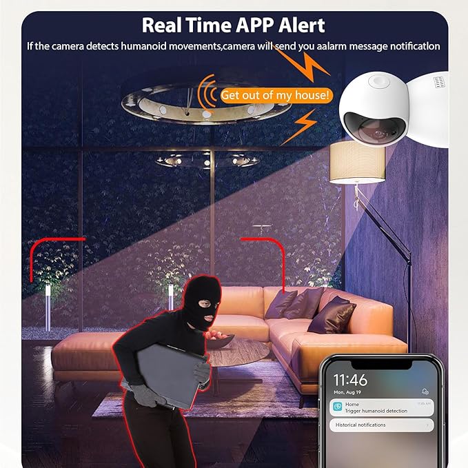 3MP Security Camera 2.4G WiFi Smart Indoor Monitoring Cam with Night Viewing 2-Way Audio Phone APP Remote Control Motion Detection for Pet Home Security Monitor Intelligent Alarm System