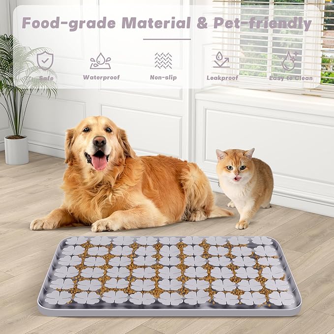 Dog Lick Mat, 23.6"x 15.7" Large Silicone Snuffle Mat with Suction Cups, Slow Feeder for Small Medium Large Dogs Slow Eating, Boredom Reducer (Grey)