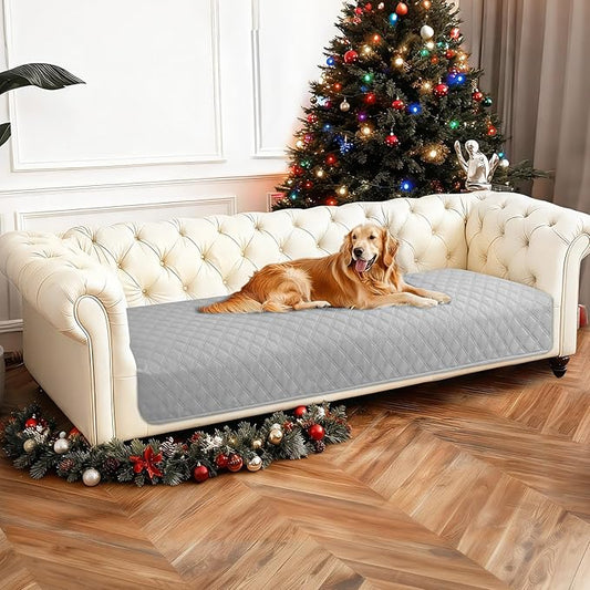 Waterproof Dog Blanket, Non-Slip Soft Pet Bed Cover, Couch Cover for Dogs Washable, Protects Sofa, Furniture, Crate, Car, Tear Resistant Leakproof Pet Blanket (30x70 Inch, Light Grey)