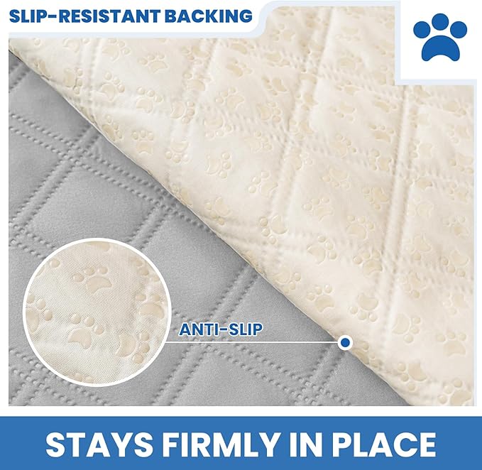 Waterproof Dog Bed Cover, Non-Slip Dog Blanket for Couch, Couch Covers for Dogs Washable, Pet Blanket for Furniture, Pet Bed Mat for Sofa, Car, Pet Supplies (82x120 Inch, Light Grey)