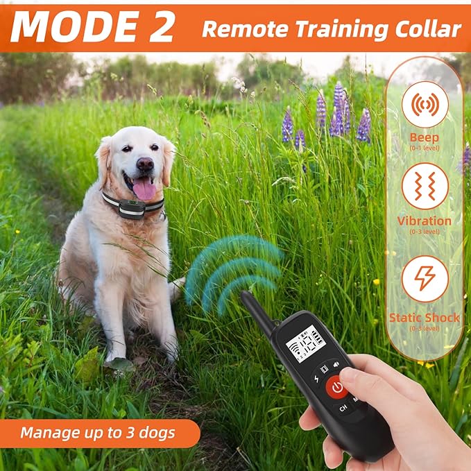 2-in-1 GPS Wireless Dog Fence & Remote Training Collar, Portable Pet Containment System, Electric Dog Fence, Beep/Vibration/Shock Correction Mode, 1 Collar Receiver