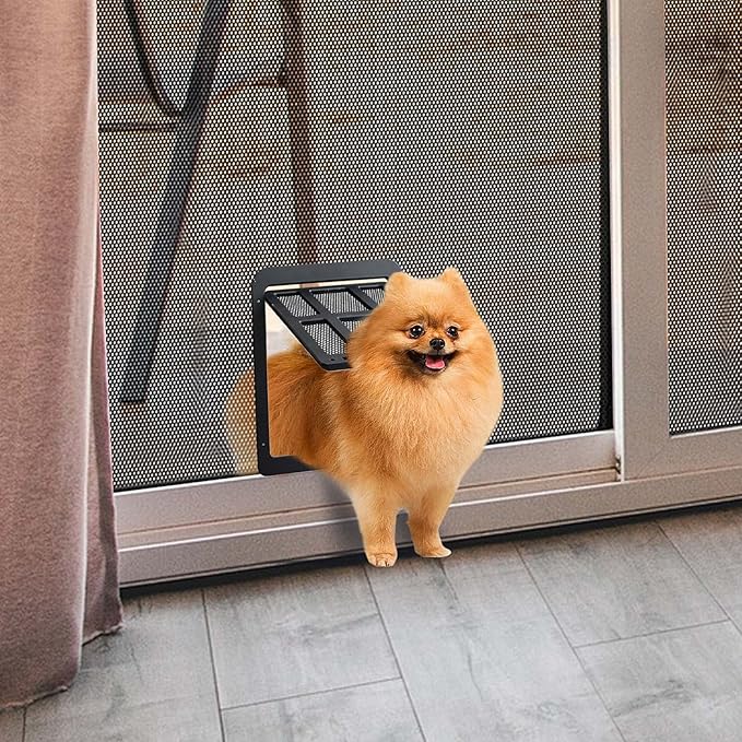 NAMSAN Cat Screen Door, Flap Opening 8.3 x 10.3 inches, Doggie Door for Screen Door, Window Cat Door Magnetic Self-Closing, Cat Door for Sliding Door, Lockable, Black