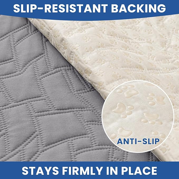 Waterproof Dog Bed Cover Pet Blanket, Soft Couch Cover for Dogs Washable, Non-Slip Dog Blanket Protect Furniture Couch Sofa Car for Puppy Large Dogs Cat (82x102 Inch, Light Grey)