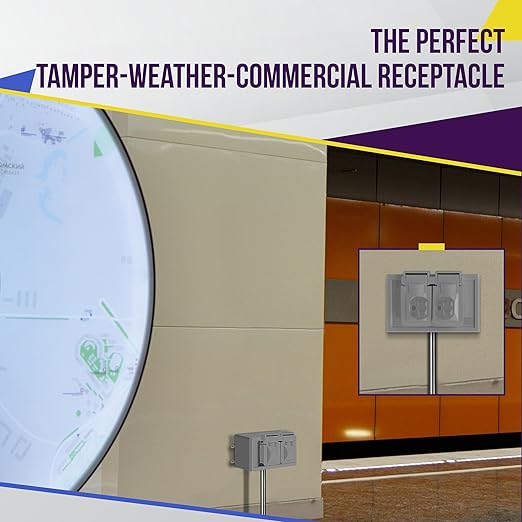 ENERLITES Duplex Receptacle, Tamper-Weather-Resistant, Residential/Commercial Grade Outdoor Outlet, Self-Grounding, 2-Pole, 3-Wire, 5-20R, 20A 125V, UL Listed, 62040-TWR-GY, Gray