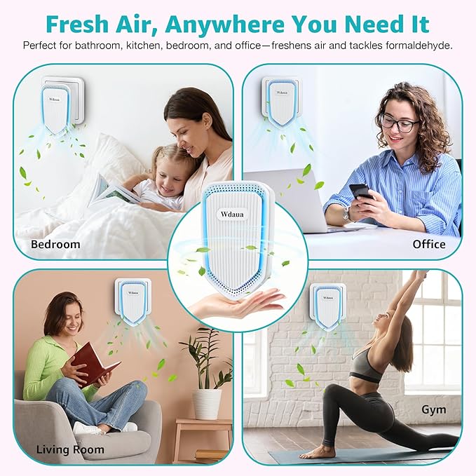 Air Purifier 2 Pack Plug In Negative Ion Air Purifiers Ionizer for Home, Bedroom, Office, Basement Kitchen Air Freshener Odor Reducer Pets Smoke Smell (2)