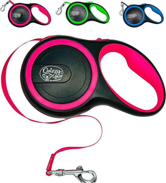 Retractable Dog Leash for Small, Medium & Large Dogs – Heavy-Duty, Tangle-Free, Reflective, 16FT Long, Anti-Slip Soft Handle with One-Hand Brake - 44 LBS /16FT - Small - Pink