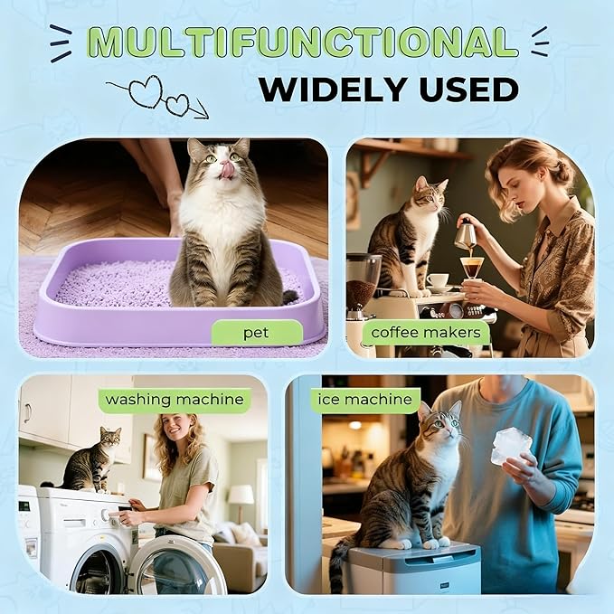 Silicone Cat Litter Mat for Litter Box - 34" X 22"/24" X 15" Waterproof Urine - Proof Mat, Non - Slip Trapping Pad to Keep Floor Clean, Easy to Clean Cat Floor Mat（light purple）