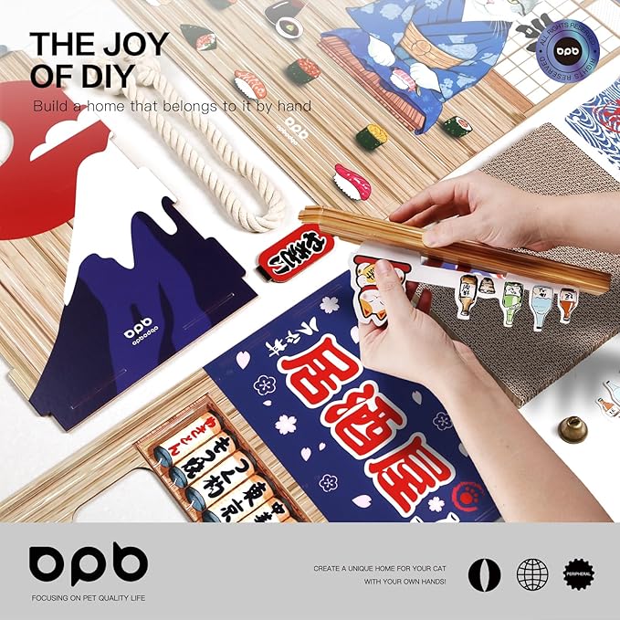 Cardboard Cat House for Indoor,Cat Scratcher House,Cat Birthday Gifts(29.5inx28.5inx18in),Double Cat Bed.