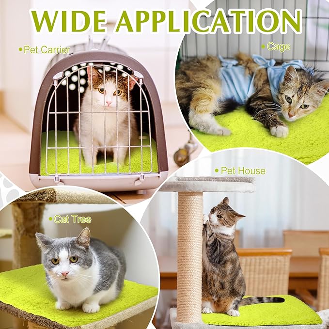 4 Pack Self Warming Cat Pads Self Heating Cat Mat Washable Homeless Dogs Thermal Pads Kennel Pad Reflects Body Heat Warm Crate Bed Mat for Indoor Outdoor Pet(Fluorescent Green,16 x 20 Inch)