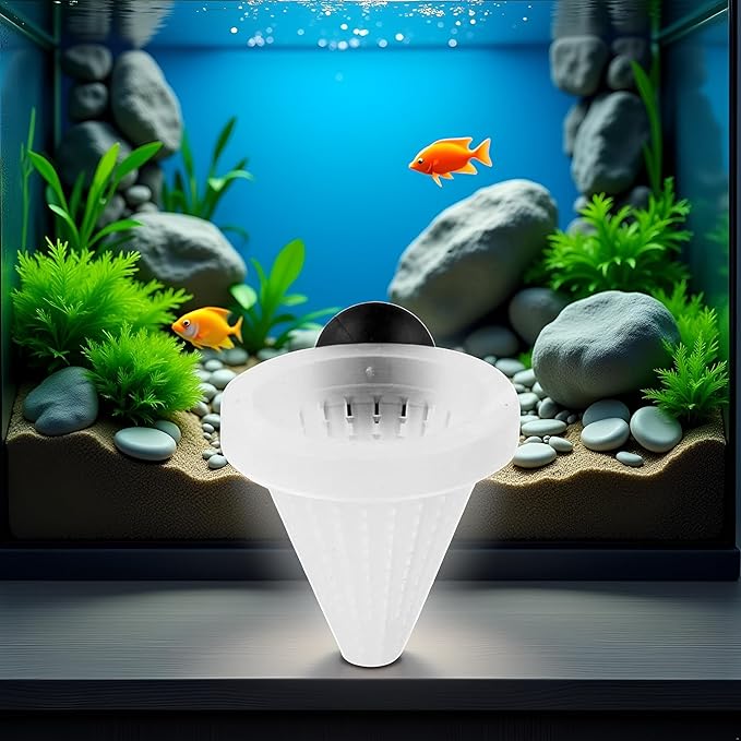 2Pcs White Cone Shape Aquarium Red Worm Fish Feeder with Suction 7cm Height Professional, Automatic Feeders, Fish and Aquatic Pets