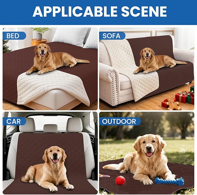 Waterproof Couch Covers for Pets, Waterproof Dog Bed Cover, Anti-Slip Soft Dog Blankets, Couch Cover for Dogs Washable, Pet Blanket for Puppy Large Dogs Cat (68x82 Inch, Coffee)