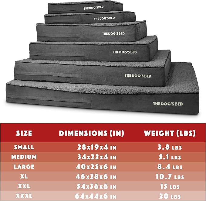 The Dog’s Bed Orthopedic Memory Foam Dog Bed, Large Grey Plush, Pain Relief for Arthritis, Hip & Elbow Dysplasia, Post Surgery, Lameness, Supportive, Waterproof Washable Cover, Veterinary Approved