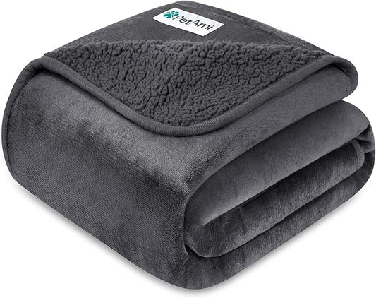 PetAmi Waterproof Dog & Cat Blanket, Pee Proof for Bed & Couch, Reversible, Soft Washable, 60x80 Gray