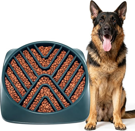 KASBAH Slow Feeder Dog Bowls Large Breed, Holds 5 Cups Wet or Dry Food for Large and Medium Dogs,Puzzle Maze for Fast Eaters,Square Base,Non-Slip, Made Without BPA,Helps Prevent Bloat & Aid Digestion