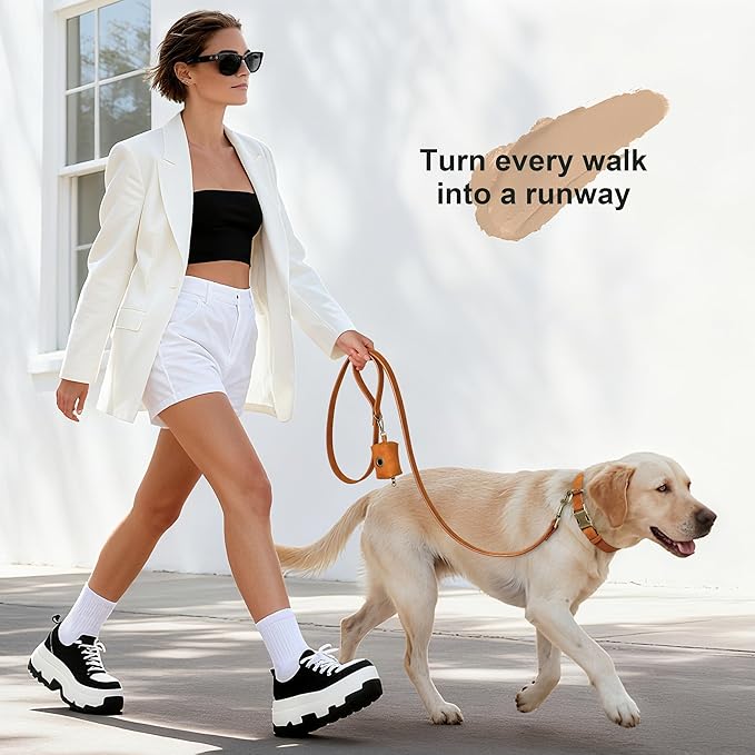 Didog Soft PU Leather Dog Collar, Stylish Quick Released Dog Collars for Large Dogs, Easy Clean Adjustable Pet Collar for Daily Walking, Light Brown, XL Fit 17-27" Neck