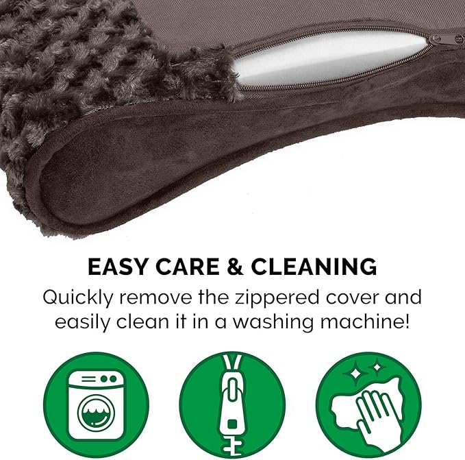 Furhaven Orthopedic Dog Bed for Extra Large Dogs w/ Removable Washable Cover, For Dogs Up to 180 lbs - Ultra Plush Faux Fur & Suede Luxe Lounger Contour Mattress - Chocolate, Giant/XXXL