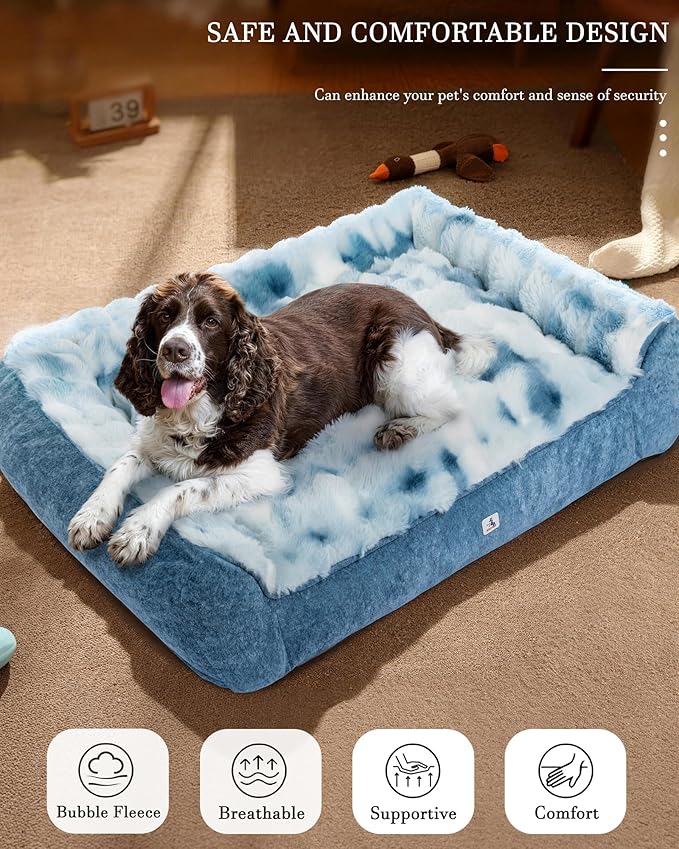 48" Dog Couch Bed for Large Dogs, Orthopedic Dog Sofa with Thick Supportive Foam, Washable Removable Cover, Furniture-Style Pet Bed for Living Room