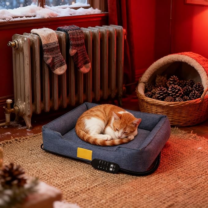 Pet Heating Pad, 4-Temp USB Powered Washable Mat, Heated Dog Pad Cat Bed, for Puppy, Kitten, Winter Cold Weather, Indoor, Home, Living Room, Balcony, Apartment, Sleeping