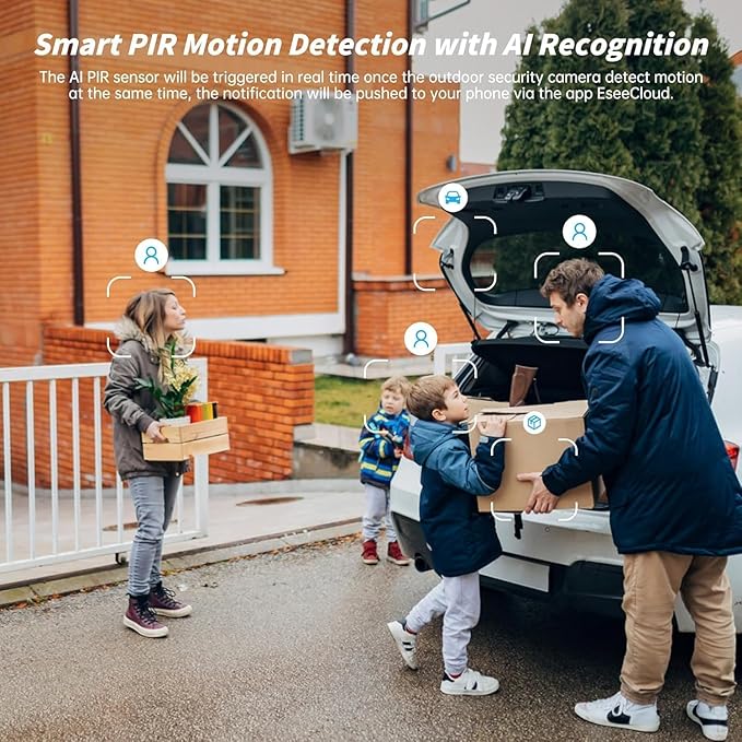 Security Cameras Wireless Outdoor, 2K Battery Powered WiFi Camera with AI Motion Detection, Spotlight & Siren Alarm, Color Night Vision, 2-Way Audio, Waterproof Indoor/Outdoor Surveillance