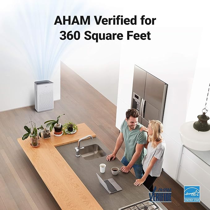 WINIX AM90 Air Purifier for Home Large Room Up to 1740 Ft² in 1 Hr With Air Quality Monitor, True HEPA, Carbon Filter and Auto Mode, Captures Pet Allergies, Smoke, Dust