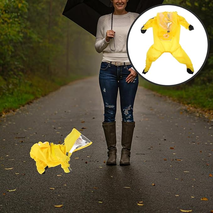 Dog Poncho Raincoat for Small Dogs Full Foot Coverage Rain Jacket with Reflective Safety Design Lightweight and Puppy Clothes for Outdoor Walking and Jogging