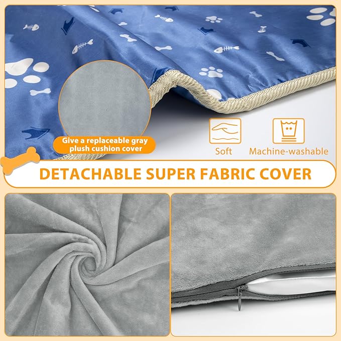 Cat Heating Pad Outdoor, Heated Cat Bed for Dogs, Indoor Warming Electric Pet Heating Pad with Chew Resistant Cord, Waterproof Heated Pet Mat with Adjustable Temperature & Time Kitten 18"*18"