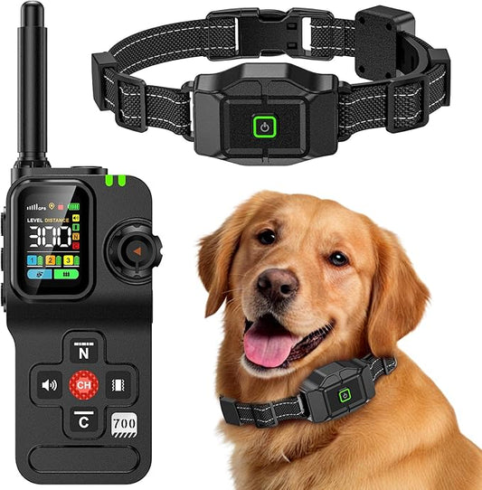 GPS Wireless Dog Fence, Electric Dog Fence Outdoor for Yard, Rechargeable, 25-999 Yards Customized Boundary, Real-Time Distance, Waterproof Collar, 3 Warning Modes Pet Containment System
