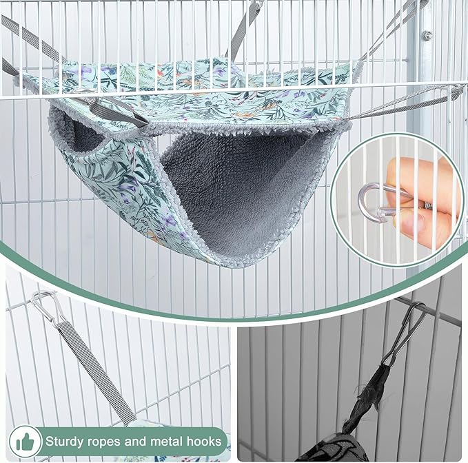 Bienbee 2 Pcs Ferret Rat Hammock Set for Cage Washable Guinea Pig Hideout Bed Soft Small Animal Hammock Tunnel Toys Ferret Cage Accessories for Hedgehog Sugar Glider Squirrel Hamster