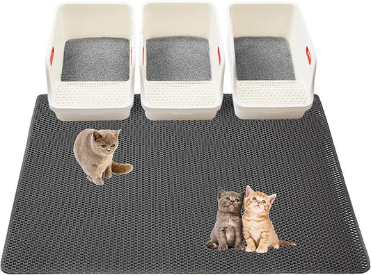 Cat Litter Mats-Extra Large 47''x36'' Litter Trapping Mat for Cat-XXL Litter box Matt for Floor-2 Layer Catcher Rug for Pet kitty Litterbox-Waterproof Urine Proof,Non-Slip